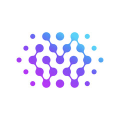 M Letter with Connected Circles Network Logo Design Vector