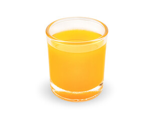 Full glass of orange juice on white background