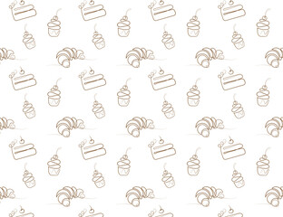 bakery seamless background. Bread bakery seamless pattern background. Vector line illustration.	
