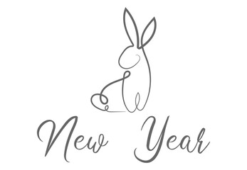 Chinese New Year 2023 with rabbit cartoon. Modern minimal design.