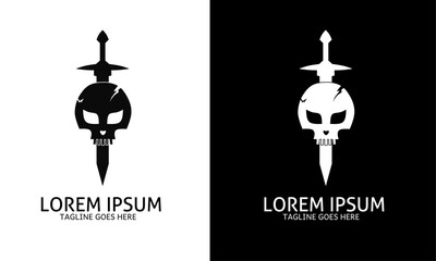 Illustration vector graphic of template logo sword and crack skull