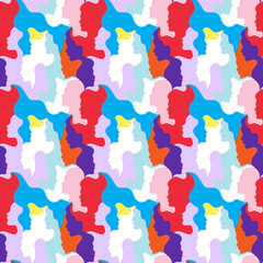 Abstract human faces illustration pattern