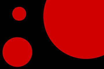 黒地に鮮やかな赤の大小の３つの円