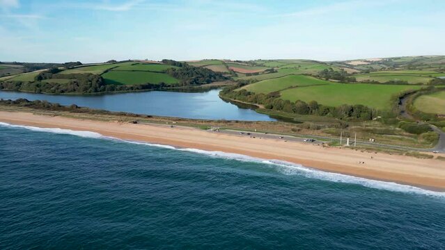 4k video of the impressive beach at Slapton Sands in Devon, UK