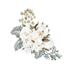 Watercolor Winter Bouquet. Floral illustration.