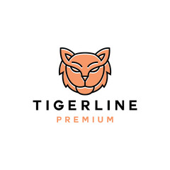 Premium Monoline Tiger head Logo Vector, modern animal badge emblem Symbol and icon, creative Design Company.