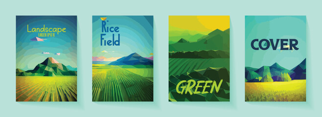 Green Rice Field background Design Template