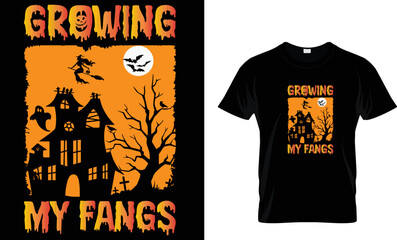 growing my fangs Halloween t shirt design template