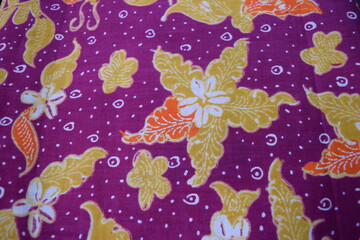 Batik cloth typical of Bangkalan, Madura, Indonesia which is full of colors with various motifs and patterns
