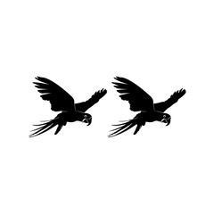 Flying Pair of the Macaw Bird Silhouette for Logo, Pictogram, Art Illustration, Website or Graphic Design Element. Vector Illustration 