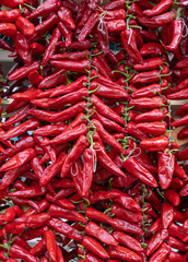 Espelette village au Pays Basque avec ses piments rouges et ses maisons traditionnelles