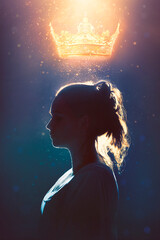 Woman with glowing crown - 534543336