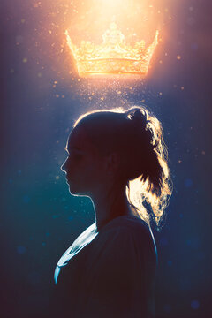 Woman with glowing crown