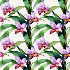 orchid flowers seamless pattern
