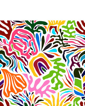Vector Hand Drawn Seamless Bright Ethnic Floral Pattern