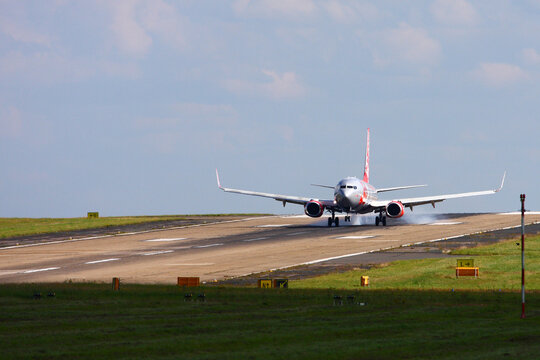 Jet2 Boeing aircraft taking off from Leeds Bradford International Airport
