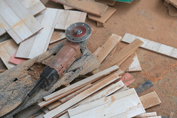  construction worker in construction site  electrician working in the site 