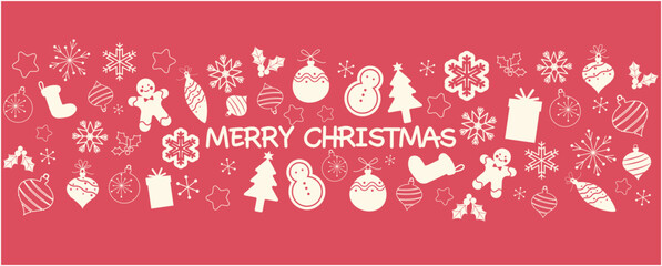 Fototapeta na wymiar Christmas decorative graphic banner. Christmas and winter holiday elements decoration background for graphic design, banner, template and wallpaper. Vector illustration.
