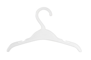 Plastic clothes hanger. Isolated on white background. Coat hanger on white. Coathanger cutout.
