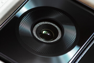 Modern smartphone camera lens, macro view. close up