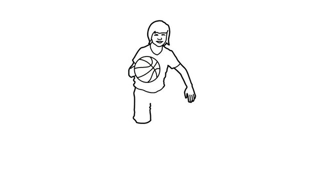 playing basketball sketch and 2d animation