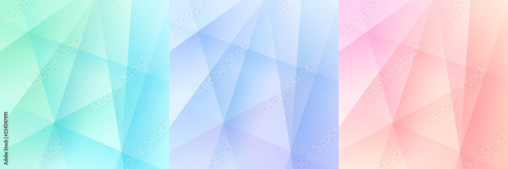 Poster set of abstract background with dynamic gradient overlap stripes lines. blue hologram, green, pink a
