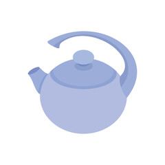 Pink teapot or decorative kitchen utensil kettle. Flat cartoon vector icon element illustration