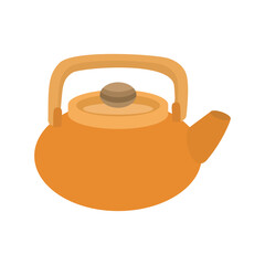 Kettle icon in orange in flat style. Vector illustration on white background
