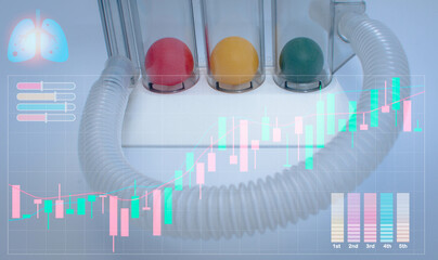 Triflow, a device for lung administration. medical concept