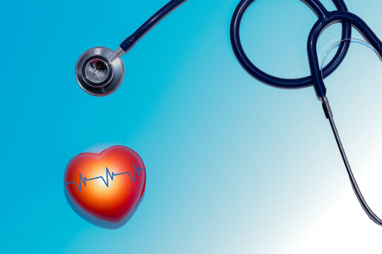heart with heart waves with a stethoscope. medical concept