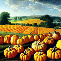 A field of pumpkins.