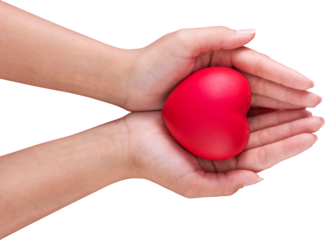 hand holding red heart for love wedding or valentines day