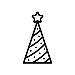 Icono de árbol de navidad con estrella. Ilustración vectorial