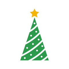 Árbol de navidad con estrella. Ilustración vectorial