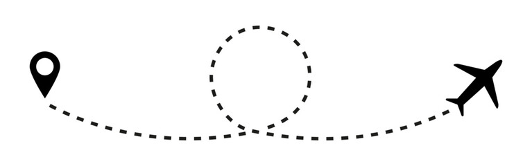 Icono de ruta de viaje a&eacute;reo. Ilustraci&oacute;n vectorial