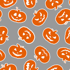 Seamless Halloween pumpkin, elements for Halloween decorations.
