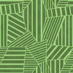 Dynamic patchwork poligons seamless pattern, green colors abstract  illustration for print, textile, wrapping paper, wallpapers.