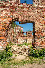 Fototapeta na wymiar Ruins of the Old Cathedral built in 1435 and destroyed during the Soviet-Finnish war (aka Winter War) between the Soviet Union and Finland in 1939, Vyborg, Leningrad Oblast, Russia