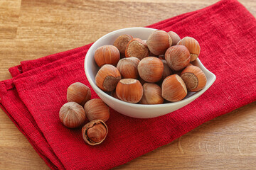 Hazelnut heap in the bowl