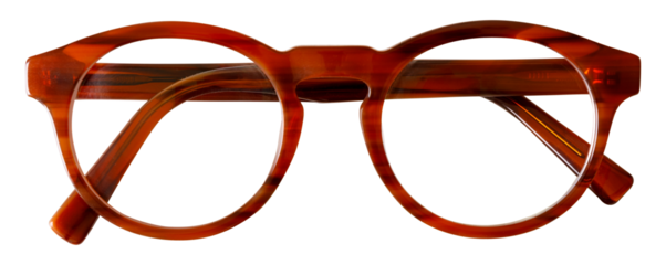isolated front view of brown men's glasses on white background