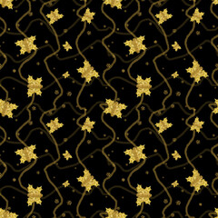 Naklejka na ściany i meble repeated pattern with golden butterflies, design suitable for digital printing