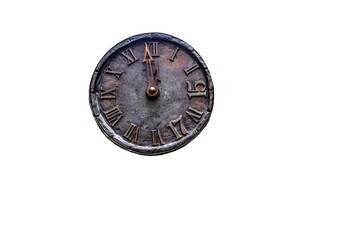 Obraz na płótnie Canvas Rusty Old Clock at Stone