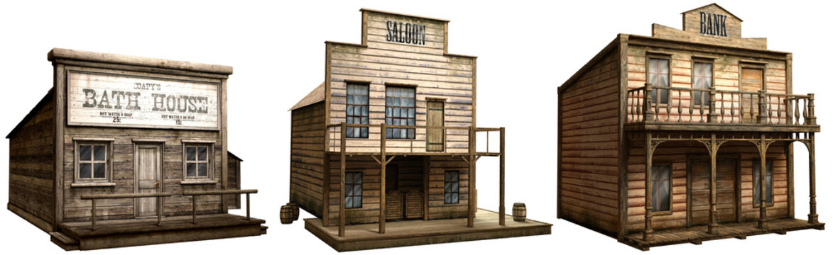 Wild west buildings 3D illustration	

