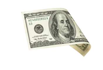 flying one hundred dollars bill