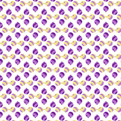 Christmas pattern2. Christmas, New Year's balls. Yellow and purple colors. Vector cartoon color illustration. 