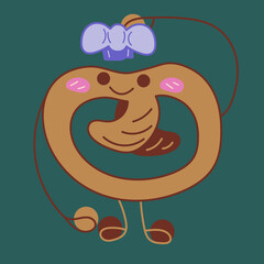Pretzel cute. A cute smiling pretzel with a chef's hat. Cartoon vector color illustration.