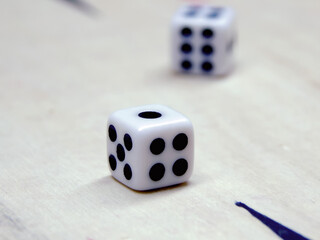 Dice scattered across the playing field
