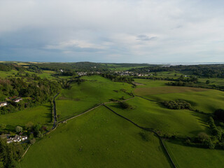 Aerial photo of Scottish landscape in Dumfries and galloway taken with a drone.