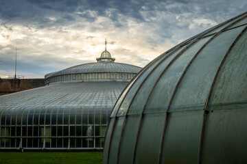 Fototapeta na wymiar A greenhouse at sunrise in Scotland