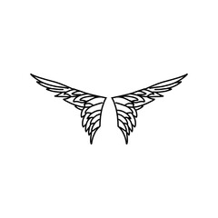 Fototapeta premium Pair of cartoon drawing wings vector drawing illustration